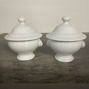 Apilco set of 2 Lion’s Head Tureens Porcelain France